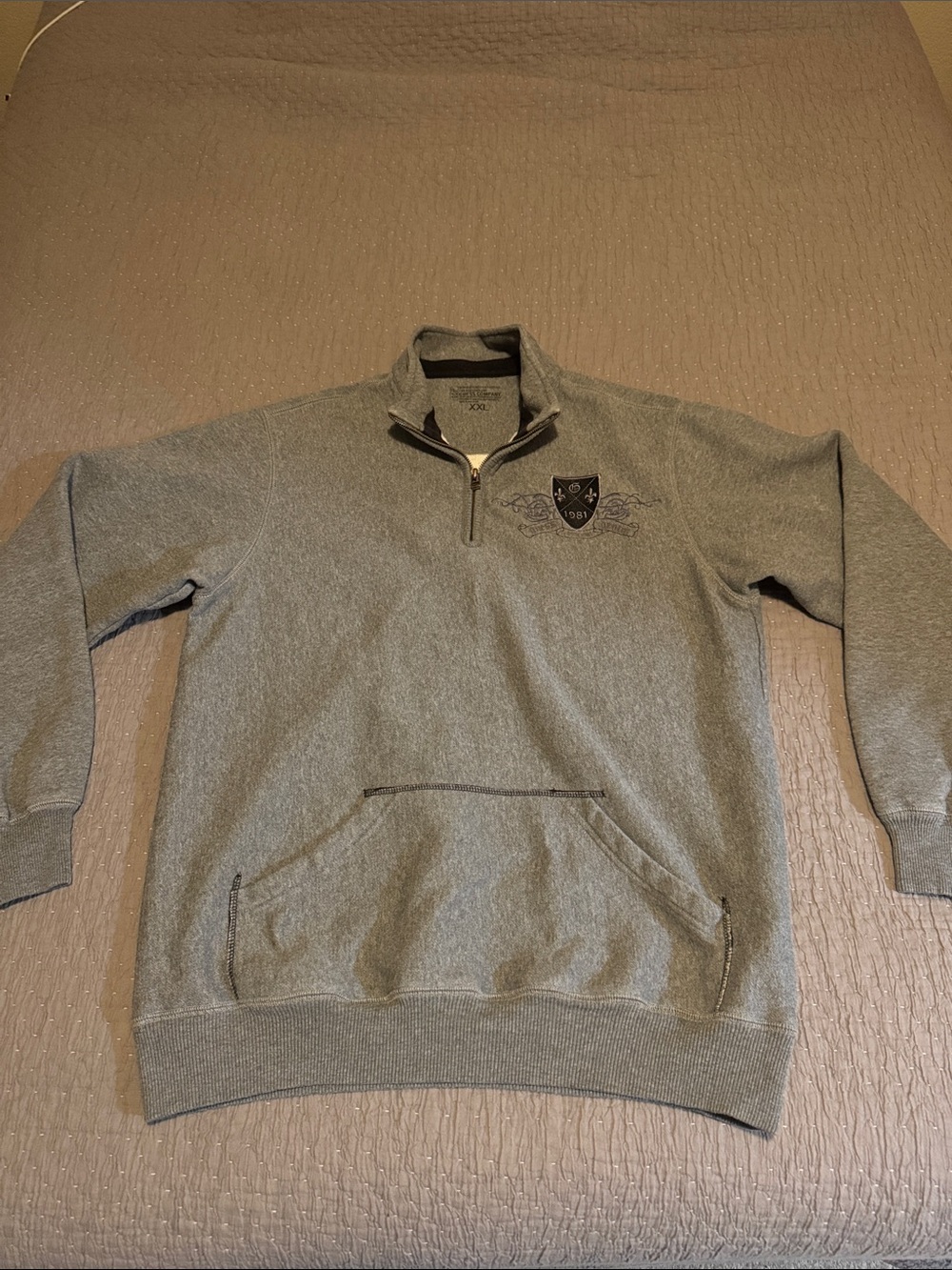 Guess Embroidered Quarter Zip Sweatshirt